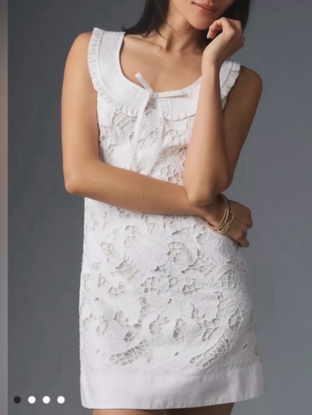 Bella Dahl Anthropologie White Lace Tie-Front Dress